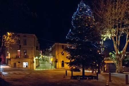 L'albero di Natale in via Lamarmora (foto S. Novellu - Cronache Nuoresi)