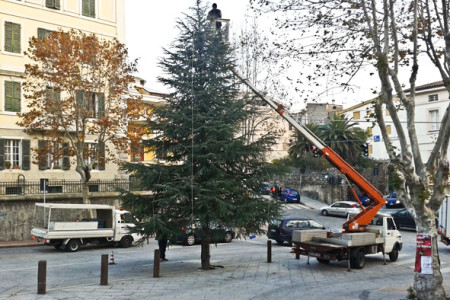 Nuoro, l'albero di Natale in via Lamarmora (foto S. Novellu - Cronache Nuoresi)