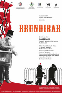 La locandina dell'opera Brundibar, in scena all'Eliseo