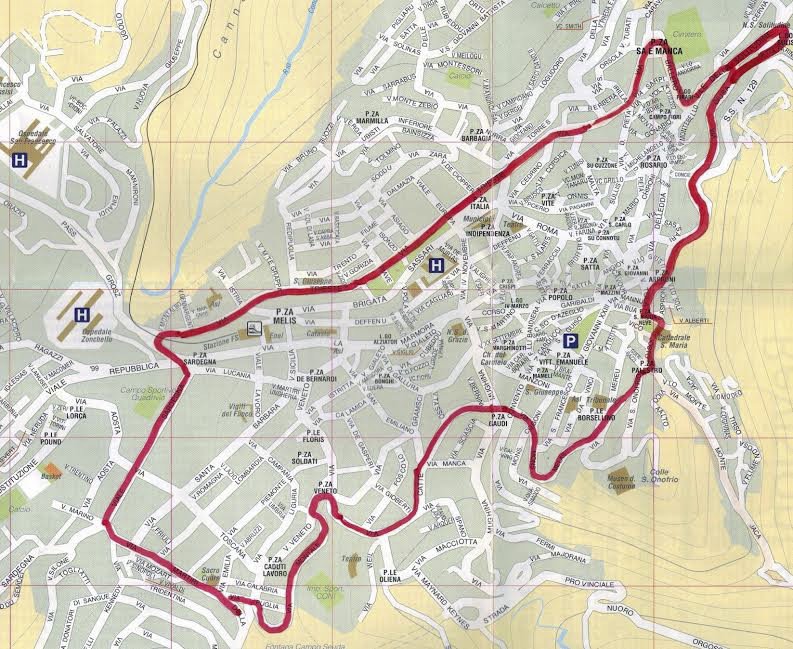 Pianta della città di Nuoro