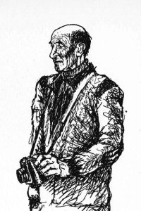 Nicola Porcu in una caricatura di Elio Moncelsi