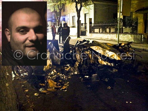 La vittima, Roberto Coi, e i resti dell'Alfa dopo lo schianto