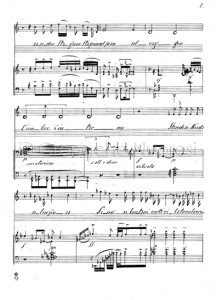 Uno spartito di Zanuccoli visibile in mostra