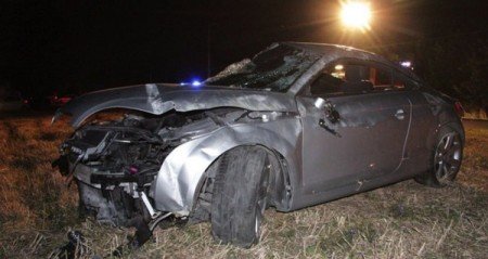 Un'Audi TT coinvolta in un incidente