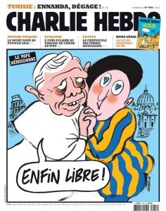 Una copertina di Charlie Hebdo dedicata a Benedetto XVIUna copertina di Charlie Hebdo dedicata a Benedetto XVI