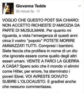 Il post dell'assessore Giovanna Tedde