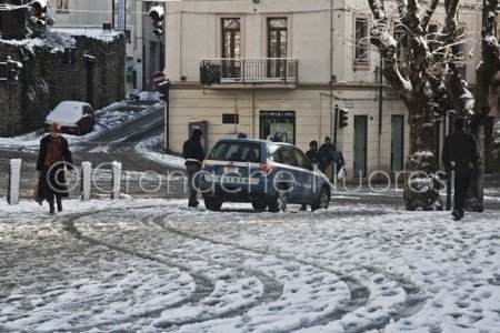 Uno scorcio di via Lamarmora sotto la neve (© foto S.Novellu)