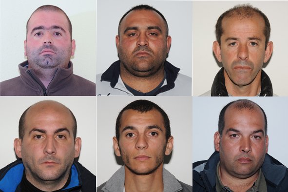Gli arrestati: Brau, Carai, Mangia, Berria, Basile e Goddi