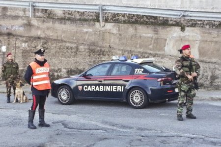 Un posto di blocco dei Carabinieri di Jerzu