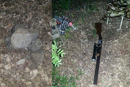 La trappola e il fucile sequestrato ai bracconieri