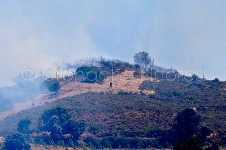 L'incendio sviluppatosi oggi in agro di Lanusei (foto Piroddi)