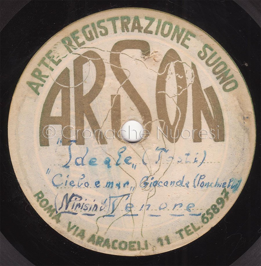 L'etichetta del disco inciso da Nedo Pirisino nel 1954