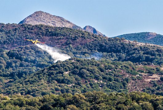 Il Canadair in azione a Cuglieri