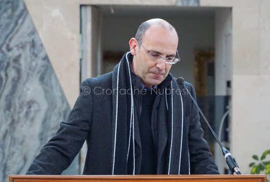 L'intervento di Leonardo Moro nel carcere di Badu 'e Carros (foto S.Novellu)