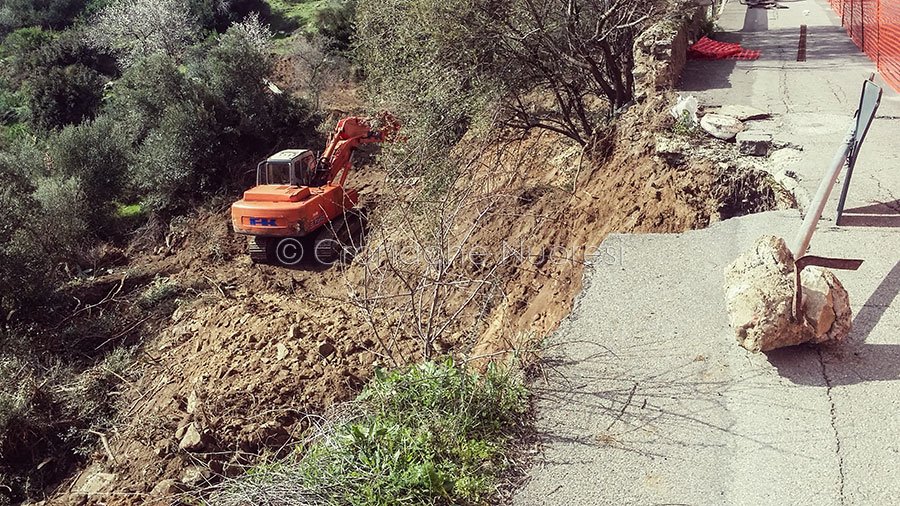 Lo stato dei lavori in via Mughina al 15 febbraio (foto S.Novellu)