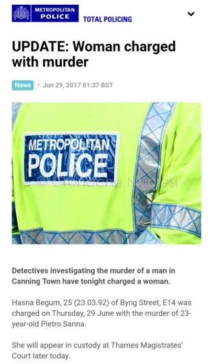Il post pubblicato dalla Metropolitan Police