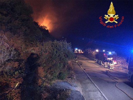 In rogo nelle campagne di Budoni