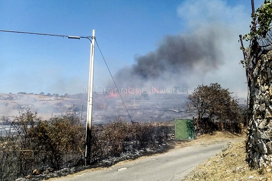 Le fiamme alle porte di Sarule (foto R.Soru)