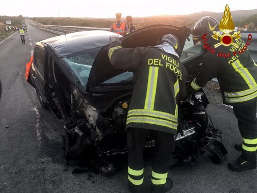 I VVF sul luogo dell'incidente