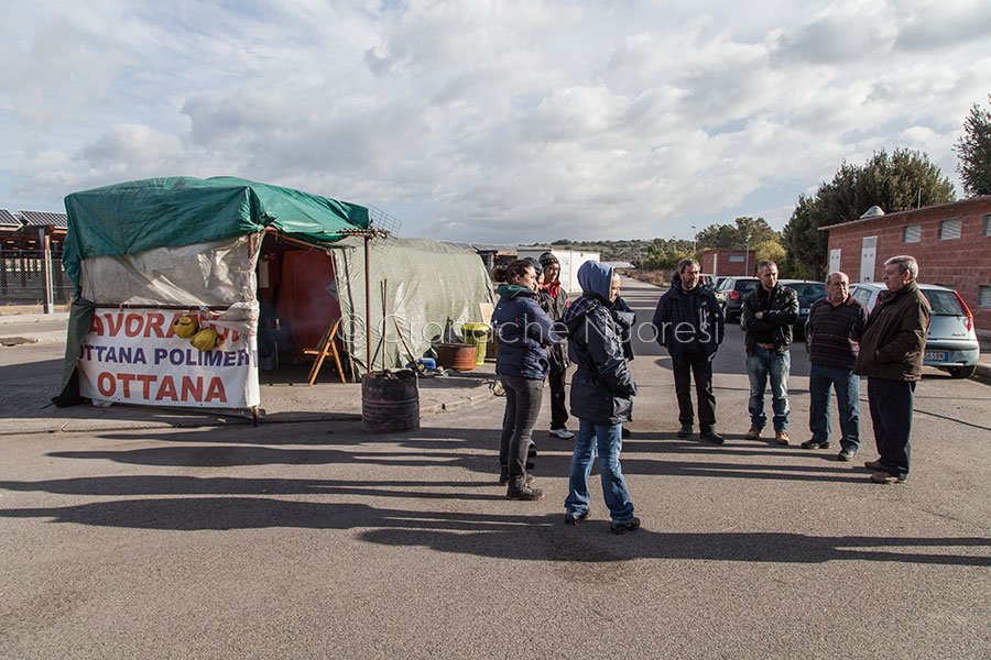 Protesta dei lavoratori di Ottana Polimeri (© foto S.Novellu)