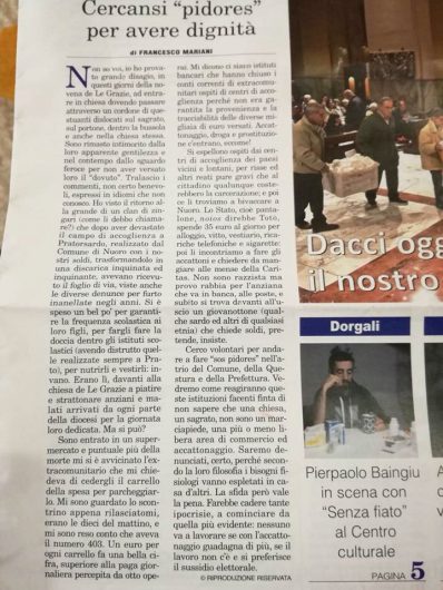 L'editoriale di don Francesco Mariani pubblicato sull'Ortobene