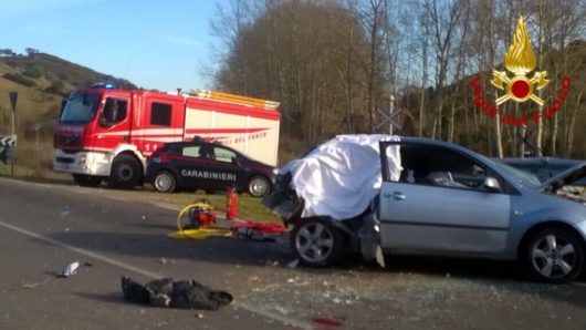 La scena dell'incidente mortale sulla Statale 129