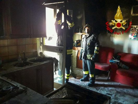 La cucina dopo l'incendio