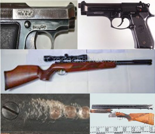 Una parte delle armi sequestrate a Arzana