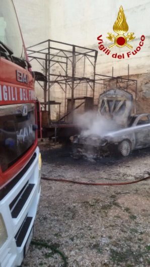 L'auto incendiata a Dorgali 