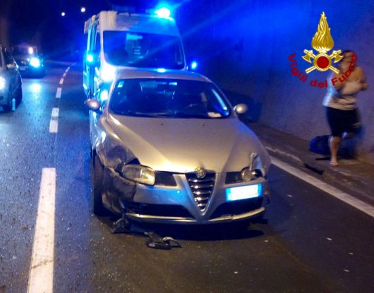 L'Alfa Romeo dopo l'urto