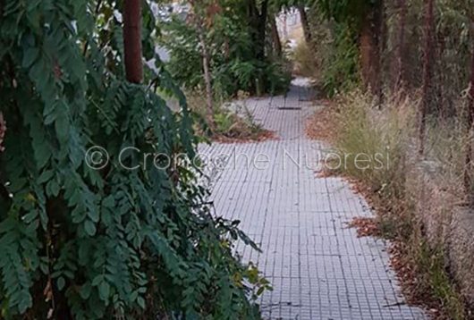 Nuoro, marciapiedi impraticabili in via Biasi (foto Cronache Nuoresi)