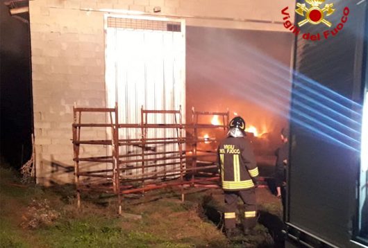 Vigili del Fuoco impegnati nel domare il rogo