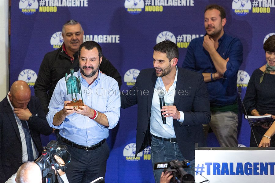 Matteo Salvini in visita a Nuoro (foto S.Novellu)
