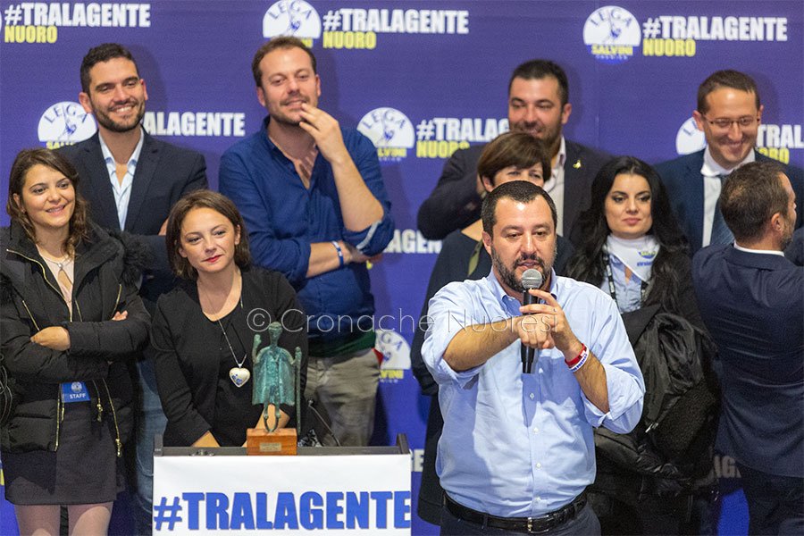 Matteo Salvini in visita a Nuoro (foto S.Novellu)