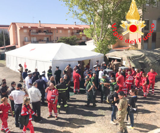 Un momento dell'esercitazione a Bosa