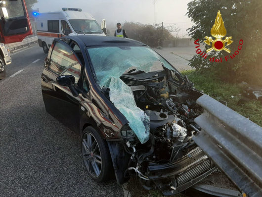 La Fiat Punto dopo l'incidente