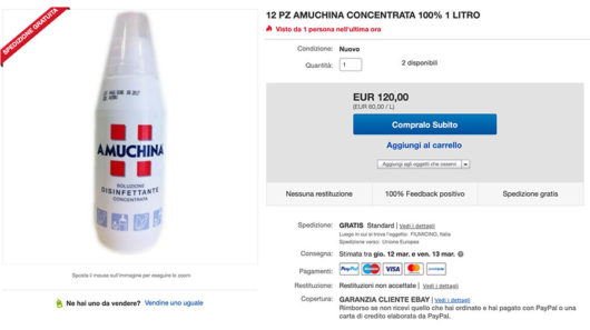 Offerta di Amuchina in confezione da 51 lt