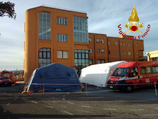 Una delle tende installate al San Francesco