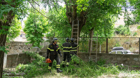 I Vigili del fuoco durante l'intervento in via Piemonte (foto S.Meloni)