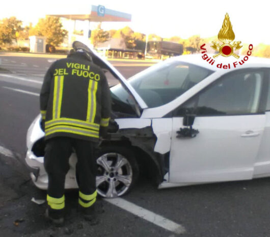 Una delle auto coinvolte nell'incidente