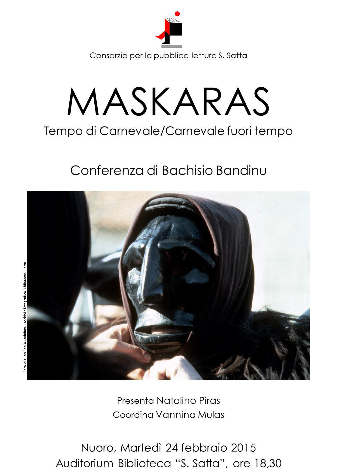 Maskaras: conferenza di Bachisio Bandinu alla biblioteca Satta
