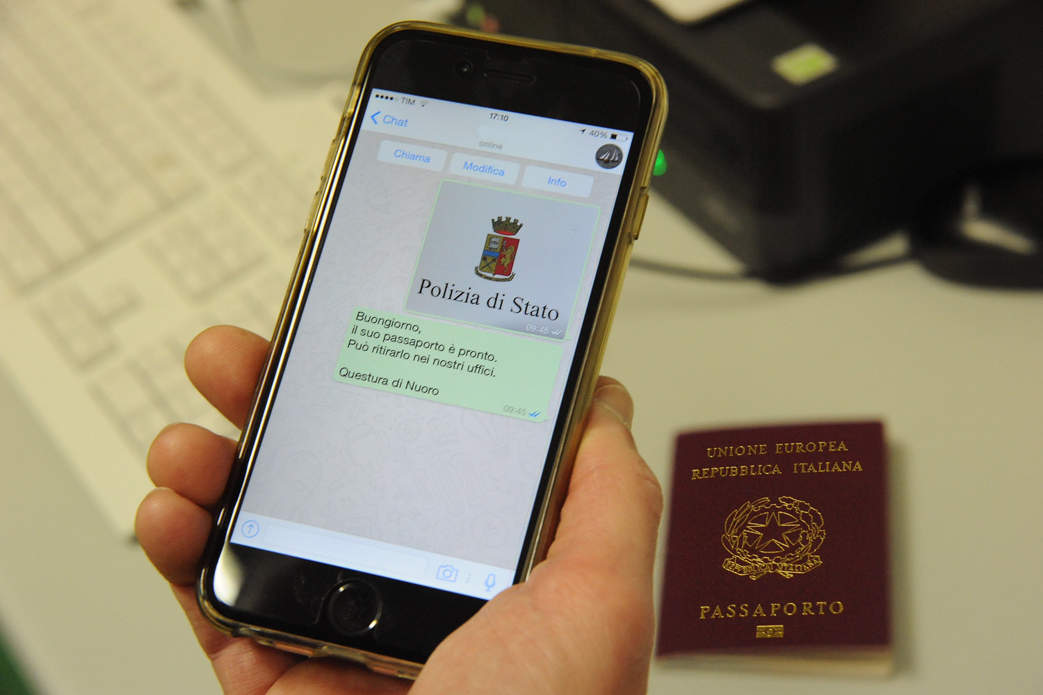 Questura di Nuoro: un sms per avvisare che il passaporto è pronto