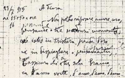 Il diario di Sini con la data e i primi versi di Non potho reposare