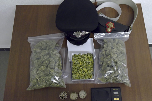 Tradito dall'odore della marijuana, i Carabinieri gli trovano 250 grammi di stupefacente in casa
