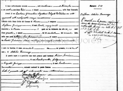 L'atto di nascita di Attilio Deffenu
