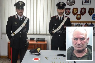 L'arma sequestrata e nel riquadro Giovanni Deiana