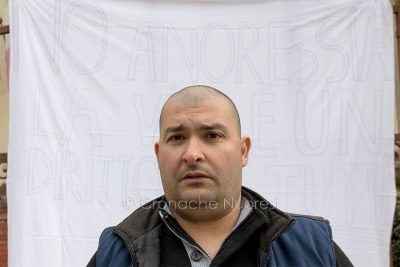 Antonello Contini durante il Sit alla ASL di Nuoro (foto S.Novellu)
