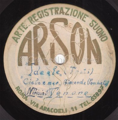 L'etichetta del disco inciso da Nedo Pirisino nel 1954
