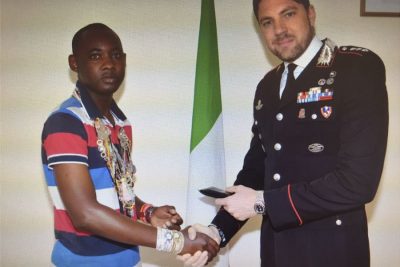 Cheikh Seye Kandji con il Capitano Alessio Falzone
