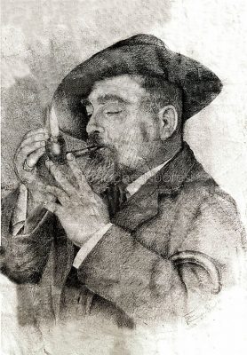 Francesco Ganga (noto Predischedda) in un disegno dal vero di Francesco Congiu Pes